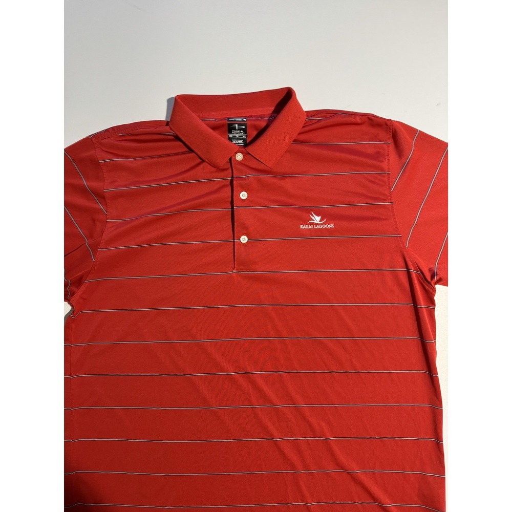 Page & Tuttle Kauai Lagoons Polo Size XL, Red‎ White striped dry fit style Cool
